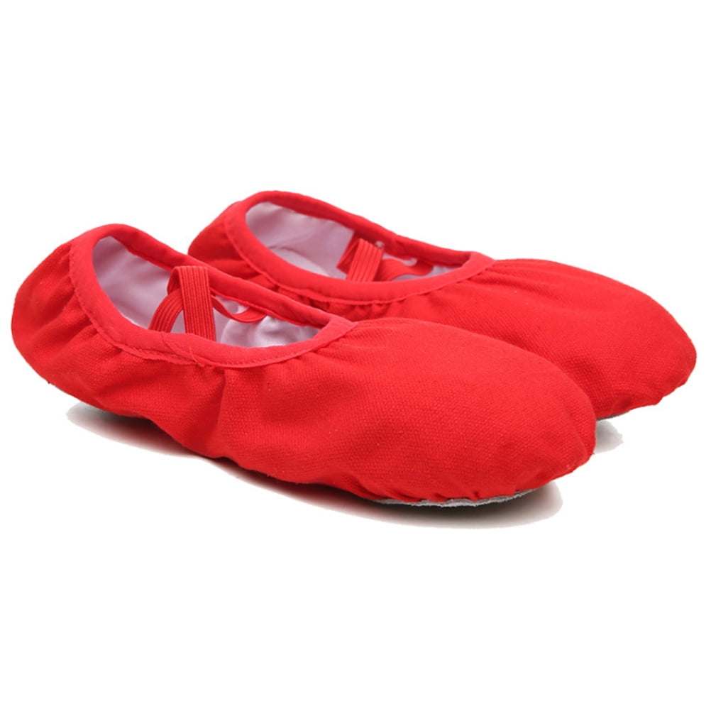 ELAYARD Pair Red Ballet Slippers for Girls Simple Design Leather