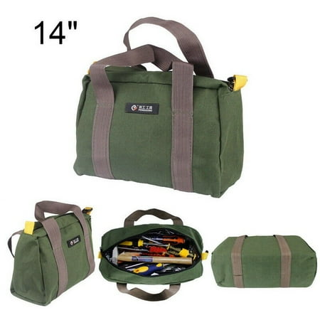 

Wide Mouth Tool Bag Canvas Heavy Duty High Capacity Handbag Portable Multi-function Tool Bag for Storage Wrench Screwdrivers Plier Nails