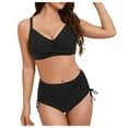 thumbnail image 3 of Linfrsh Women's Tummy Control Bikini Sets Twist Front Swimsuits High Waisted Bathing Suits Sexy Bikinis for Women Black,L, 3 of 7