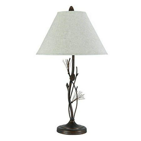 Cal Lighting 150w 3way Pine Twig Iron Tb Lp-Color:Willow,Finish:Rust,Material:Fabric,Shape:Round Hardback,Style:Lodge,Wattage:150W