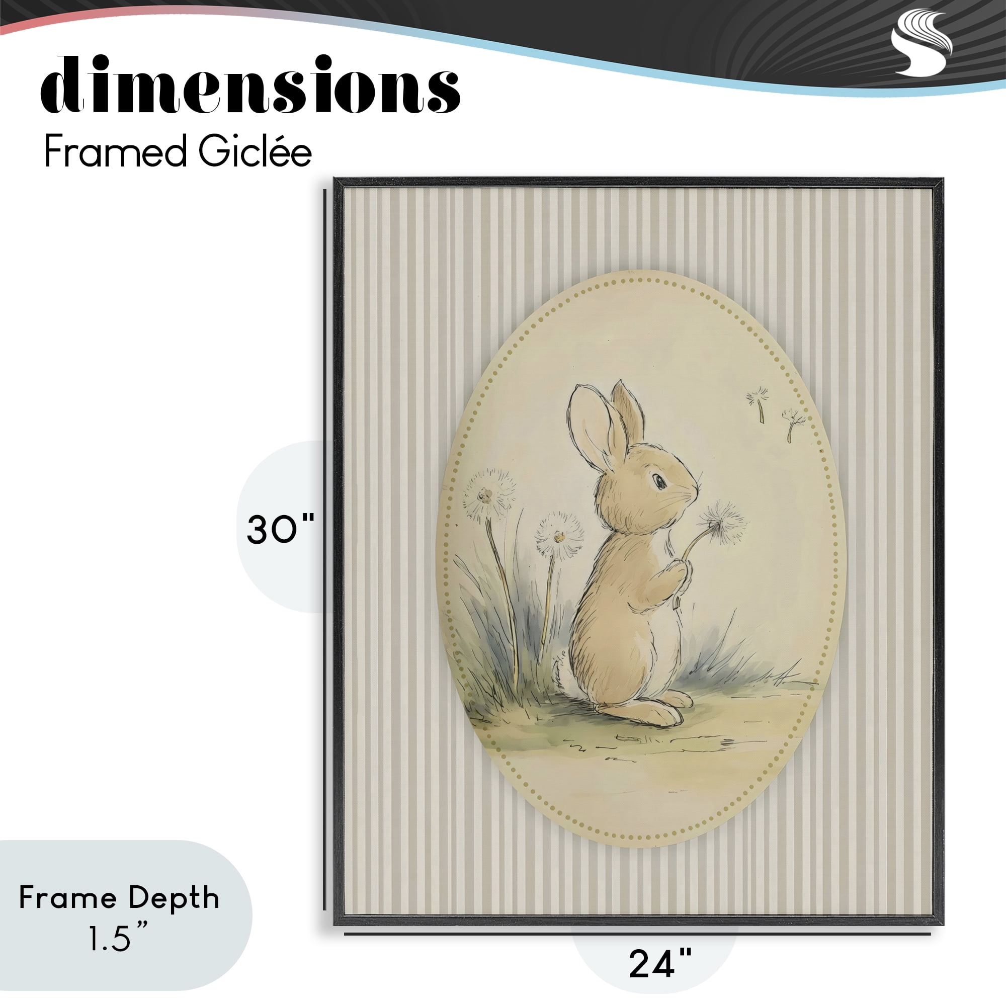 Stupell Industries Baby Bunny in Dandelions Black Framed Giclee Art, design by Arlington Prints