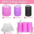 thumbnail image 2 of 18Pcs Hair Roller Set Hair Curlers with 10Pcs Stainless steel Clips, Jumbo Large Medium Hair Curlers Rollers, Self Grip Hair Roller Set, Hair Rollers for Long Hair, Medium and Short Hair (Purple), 2 of 7