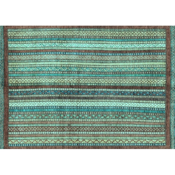 Ahgly Company Indoor Rectangle Abstract Light Blue Modern Area Rugs, 5' x 8'