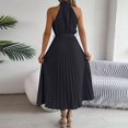 thumbnail image 5 of Aellinatey Sleeveless dress, casual round neck, pleated A-line swing long party dress, 5 of 9
