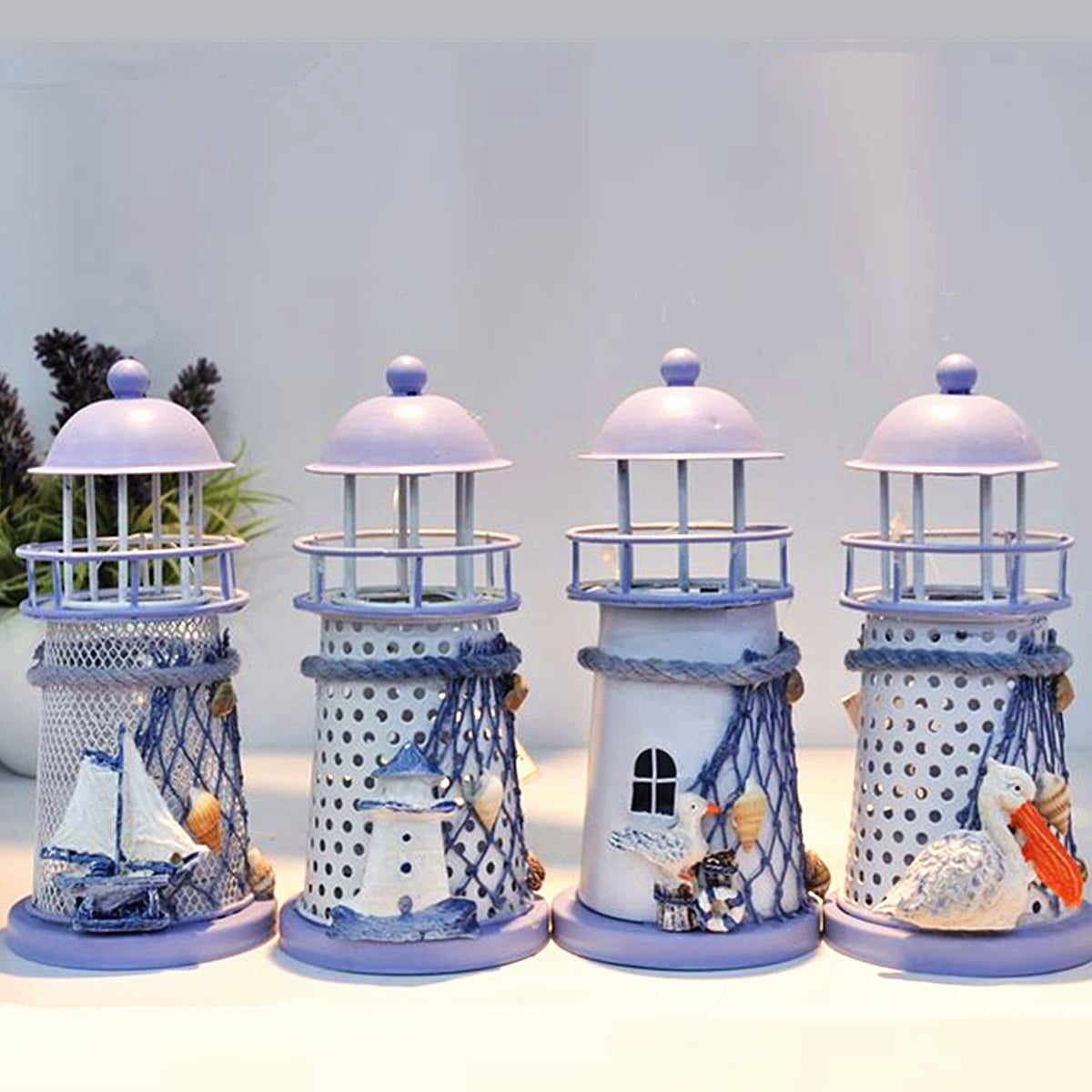 Mediterranean New Lighthouse Candlestick Candle Holders Tea Light Home Decor 