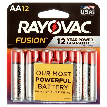 Rayovac Fusion AA Batteries (12 Pack), Double A Alkaline Batteries