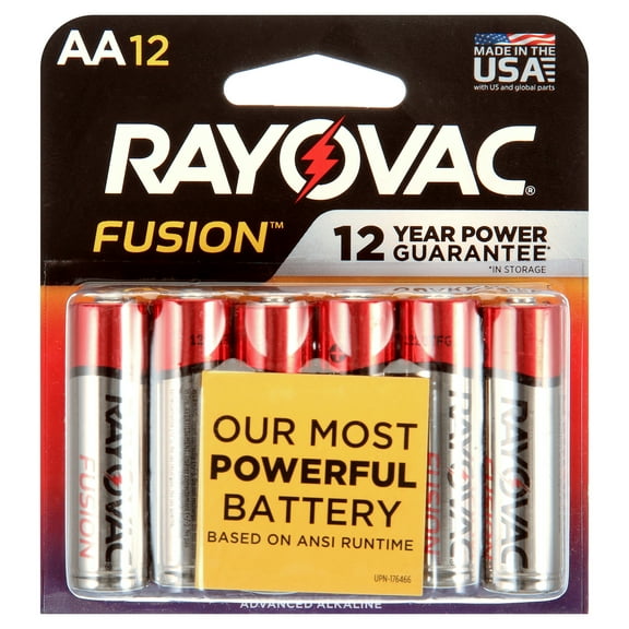 Rayovac Fusion AA Batteries (12 Pack), Double A Alkaline Batteries