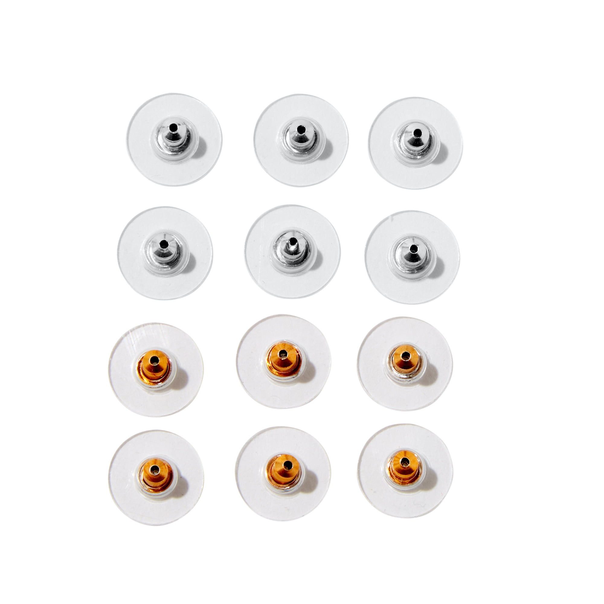 Claire's Silver and Gold Comfort Disk Earring Backs for All Ages, 6-Pack,