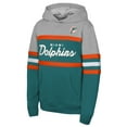 thumbnail image 2 of Youth Mitchell & Ness  Aqua Miami Dolphins Throwback Head Coach Pullover Hoodie, 2 of 3