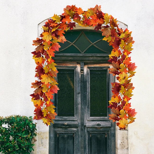 Miyuadkai Claerance! Flocking Maple Leaf Rattan Wall Hanging - Premium Fall & Thanksgiving Indoor Decor a with Natural Rattan Frame and Realistic Leaf Design