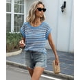 thumbnail image 6 of Women'S Sweater Vest Striped Pullover Tank Top Round Neck Cap Sleeve Casual Clothes Blue M, 6 of 7