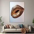 thumbnail image 6 of Mudket Framed Gold Lips Canvas Wall Art, Trendy Gold Lip Print Wall Decor for Living Room Bedroom, Ready to Hang - 12"L x 8"W, 6 of 10