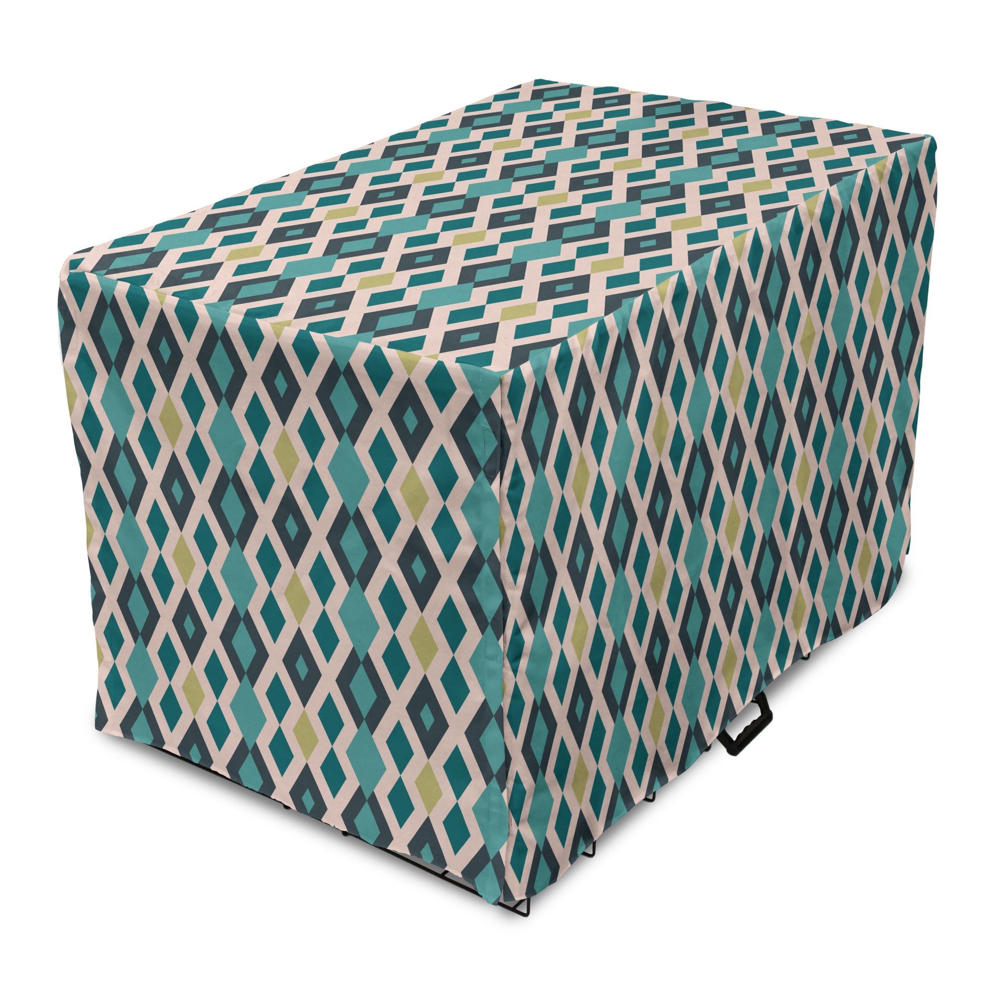 Geometric Dog Crate Cover, Repetitive Pattern of Vertical Zigzag Lines