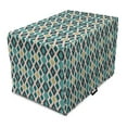 thumbnail image 1 of Geometric Dog Crate Cover, Repetitive Pattern of Vertical Zigzag Lines and Rhombuses Lozenges, Easy to Use Pet Kennel Cover Small Dogs Puppies Kittens, 7 Sizes, Teal Blush and Khaki, by Ambesonne, 1 of 6