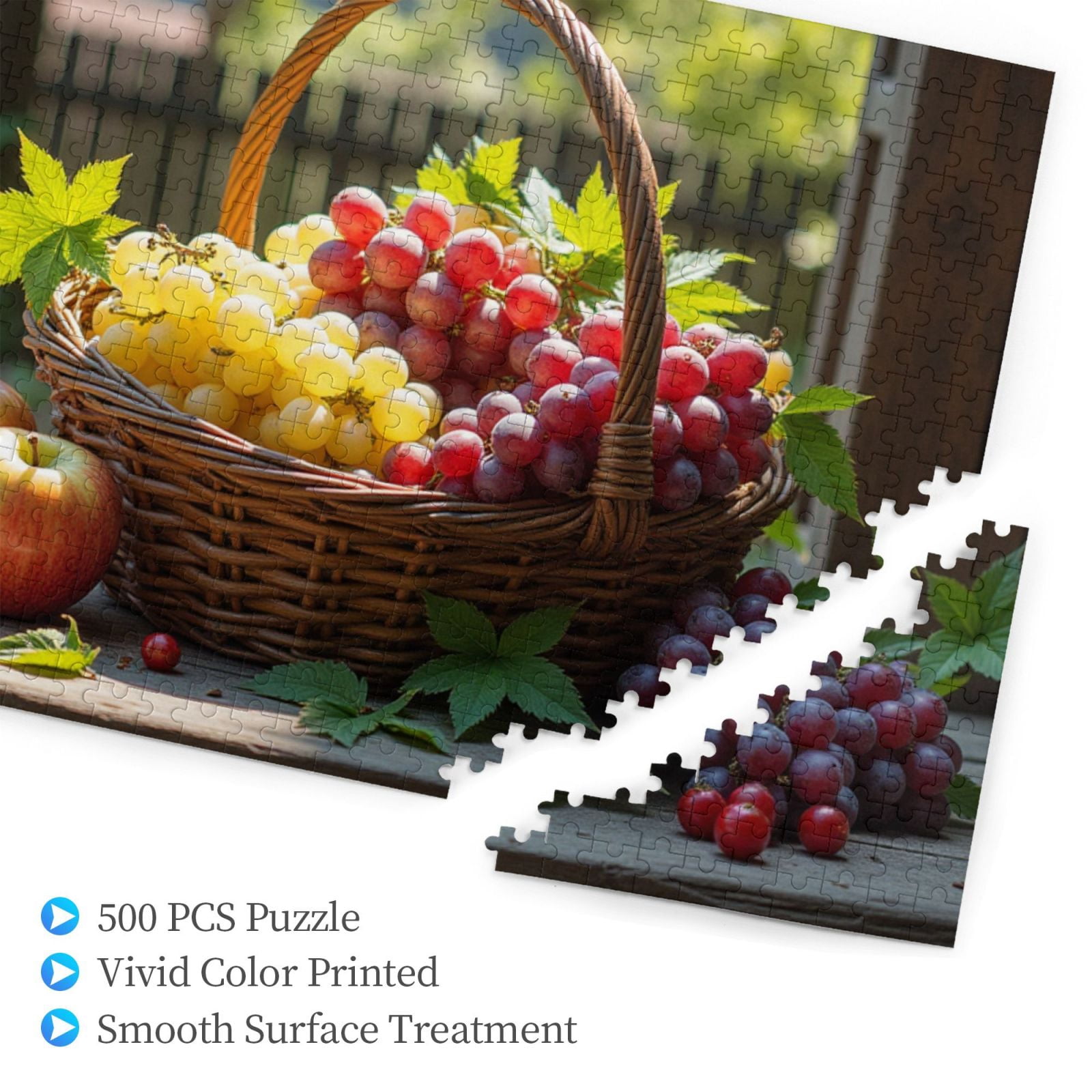 500 Piece Jigsaw Puzzles For Adults Fruit Basket Grapes And S Challenging And Relaxing Puzzle， Vibrant Colors， Great Gift Idea， Quality Pieces， Home Decor