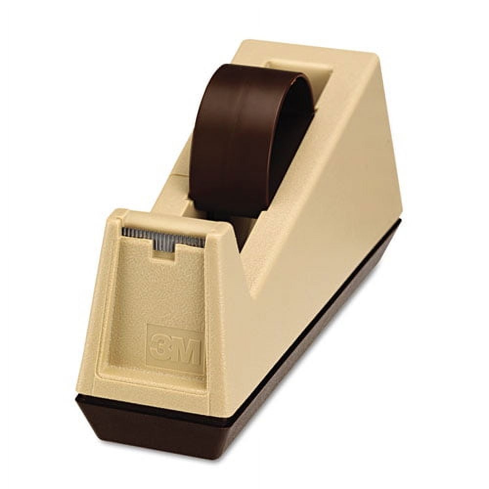 Heavy-Duty Weighted Desktop Tape Dispenser, 3" Core, Plastic, Putty/brown | Bundle of 2 Each