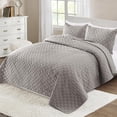 thumbnail image 2 of Exclusivo Mezcla Light Gray King Quilt Set, Box Pattern Ultrasonic Lightweight Bedspreads, Soft Coverlets Bedding Set with Pillow Shams, 2 of 6