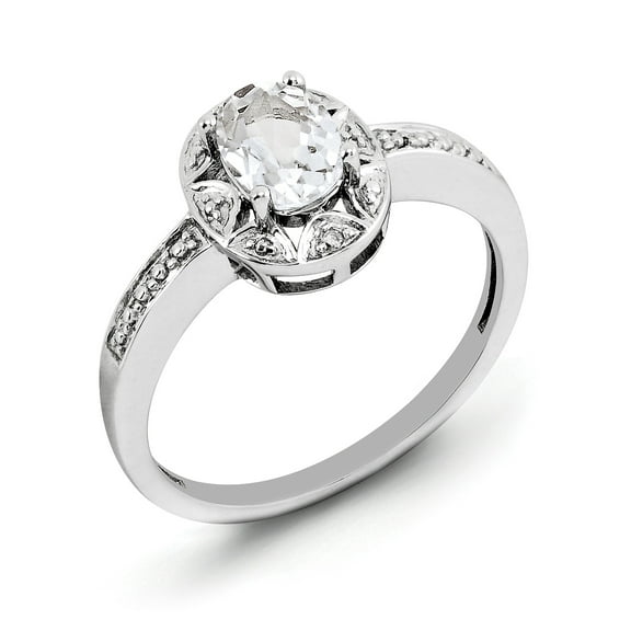 Sterling Silver Rhodium-plated Diamond & White Topaz Ring