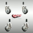 thumbnail image 2 of 4 Inch 316SS Thermoplastic Rubber Swivel 1-1/4 Inch Stem Caster Set 2 Brake SCC, 2 of 2