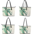 thumbnail image 2 of Kuiaobaty Horse Butterfly Print Tote Purse for Women, Ink Splash Print Shoulder Bag Purse with Adjustable Strap, Waterproof Leather Satchel Handbag for Travel, White, 2 of 7