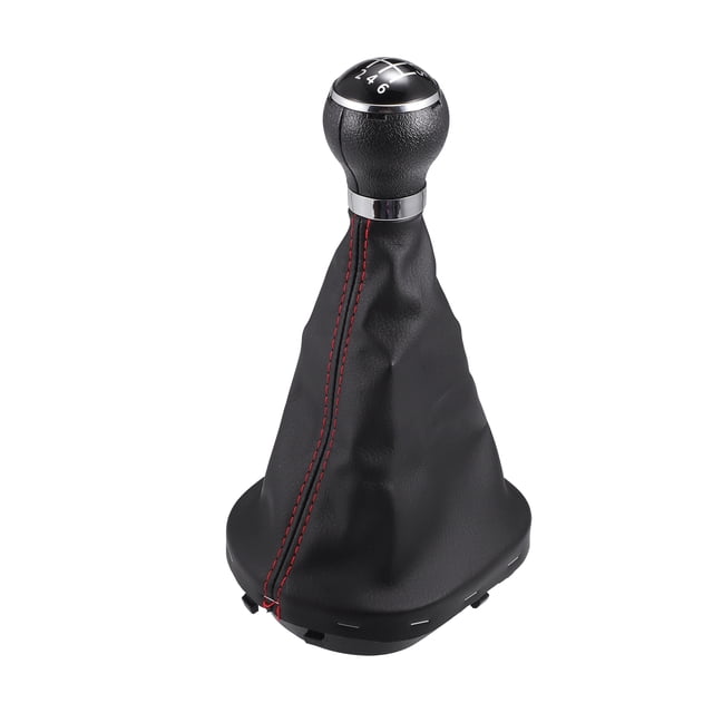 1 Juego de perilla de cambio de marcha con cubierta compatible para VW Caddy II 2 MK2 de cuero sintético negro y rojo de 6 velocidades