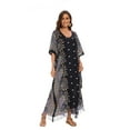 thumbnail image 2 of Beautybatik Black Boho Flora Printed Women Plus Size Kaftan Kimono Loungewear Maxi Long Dress 4X, 2 of 5