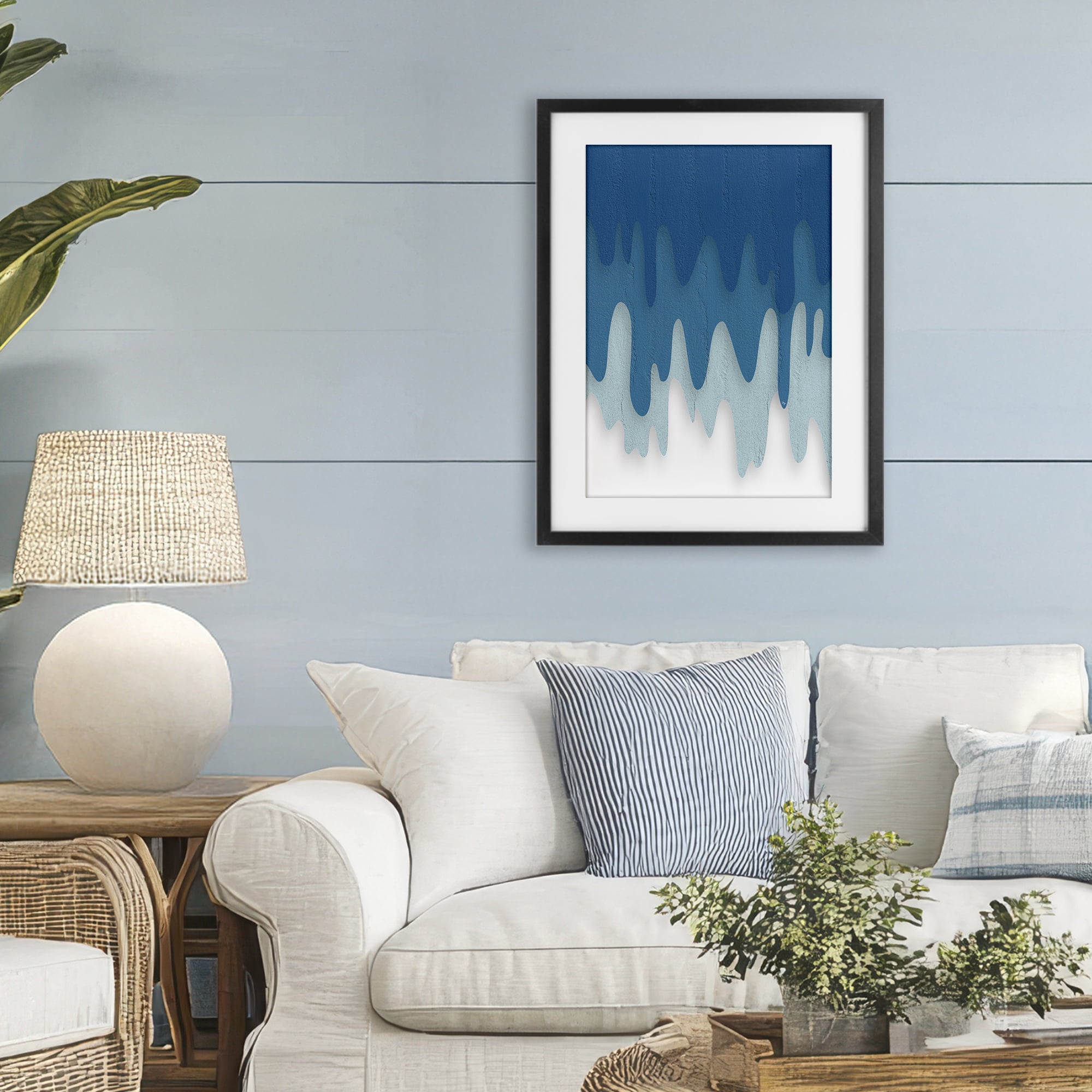 Stupell Industries Water Wave Fluid Contour Black Framed Print Under Glass, design by Martina Pavlova
