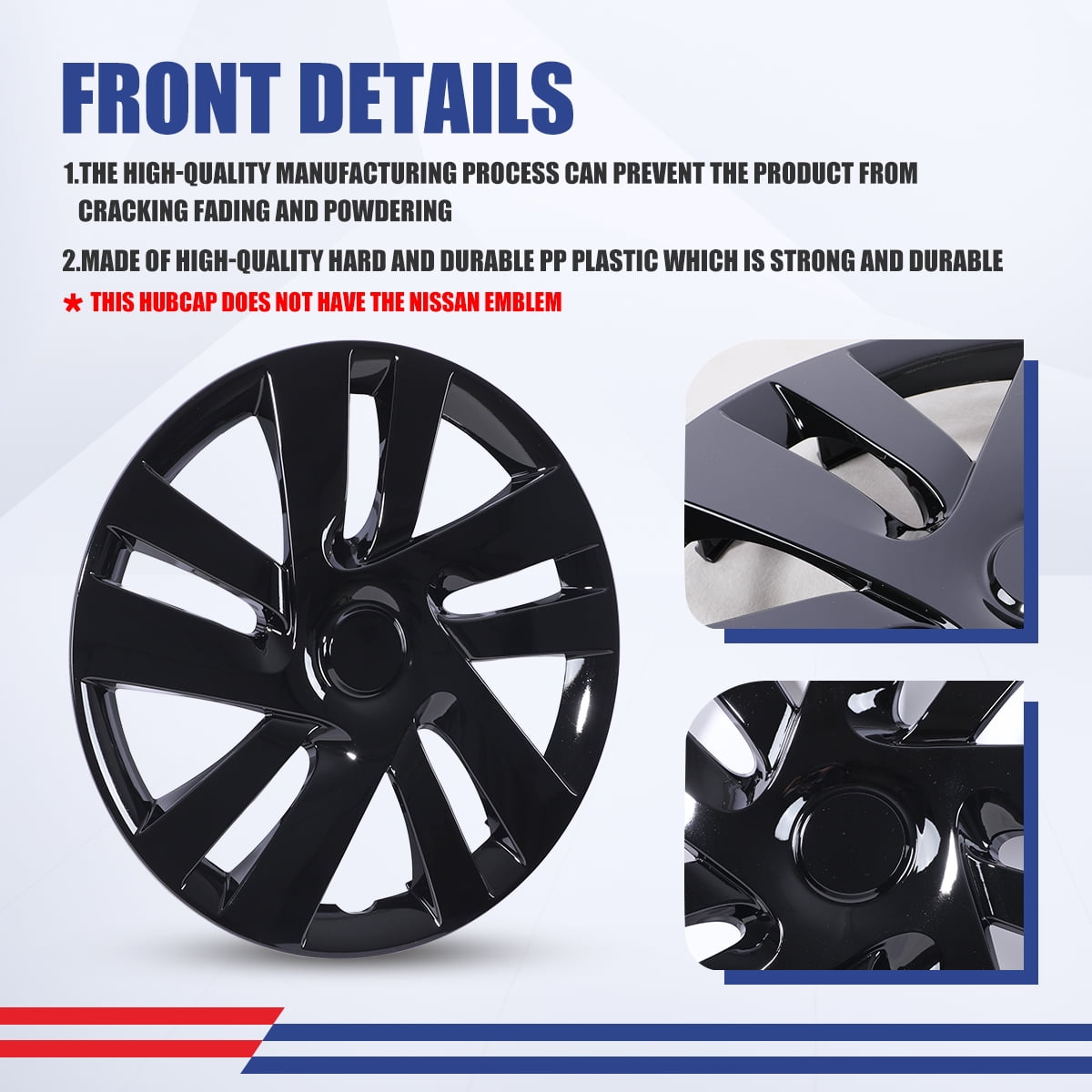 (4 Pack)15 Inch Black Lacquer Hubcaps Wheel Rims Cover fit for 2013-2021 NISSAN NISSAN NV200, Snap On Car Truck SUV Hub Cap, PP Materia