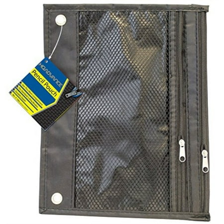 Mesh Pouch - HQ Advance Products Pencil Pouch, Mesh Front, Assorted Colors with Two Zippers (30019)