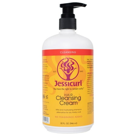 Jessicurl Hair Cleansing Cream, No Fragrance Added 32 fl oz. Mild and Moisturizing Shampoo Alternative for Dry Thirsty Curls