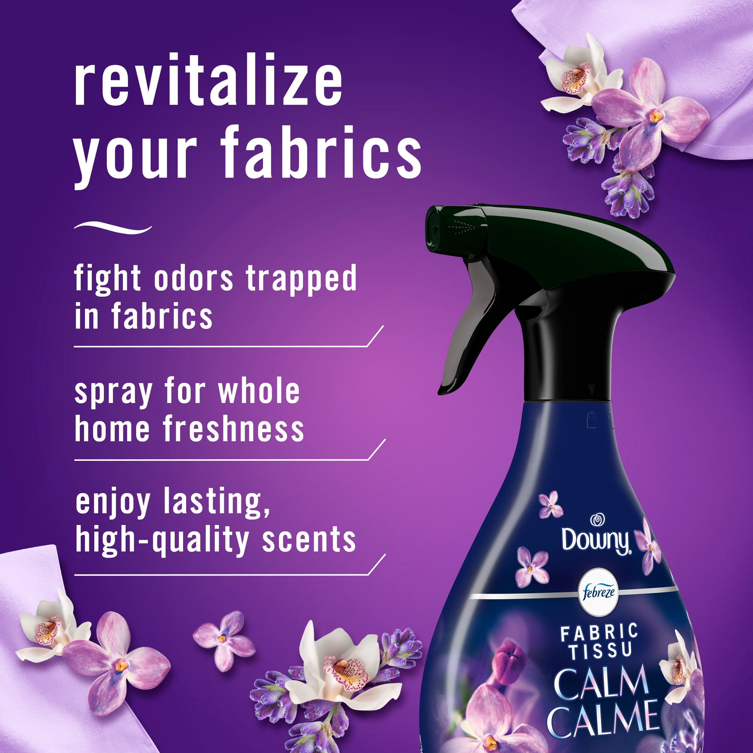 Febreze Fabric Spray Air Freshener, Odor-Fighting Fabric Refresher, Downy Calm Scent, 500 mL