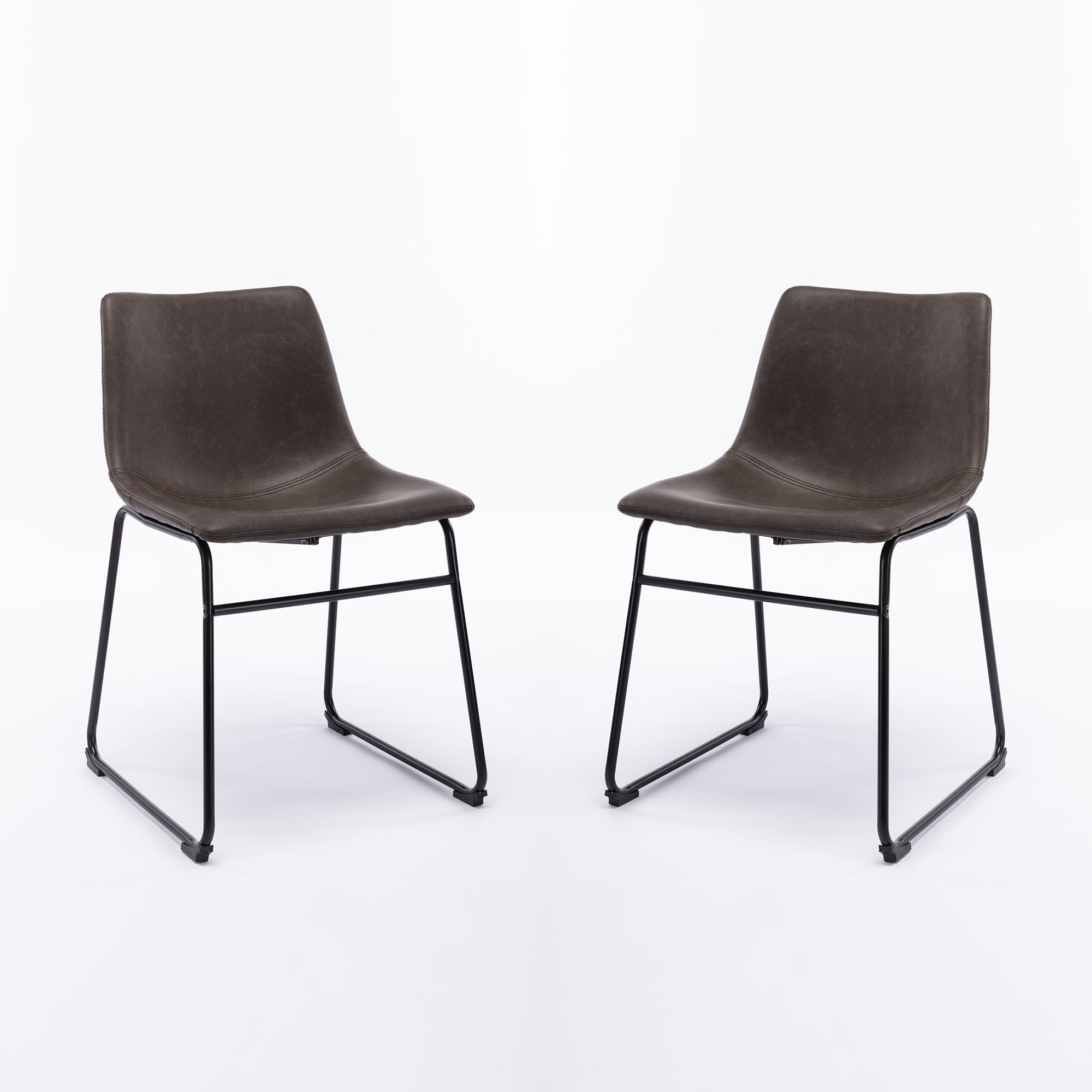 Private Jungle Set of 2 Dining PU Leather Armless Dining Chairs with Backrest,Metal Legs,Comfortable Wide Seat,Dark Browm Private Jungle Set of 2 Dining PU Leather Armless Dining Chairs with Backrest,Metal Legs,Comfortable Wide Seat,Dark Browm