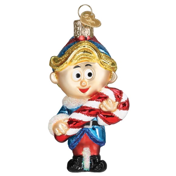 Adorno navideño del Viejo Mundo con Hermey el elfo, cristal soplado