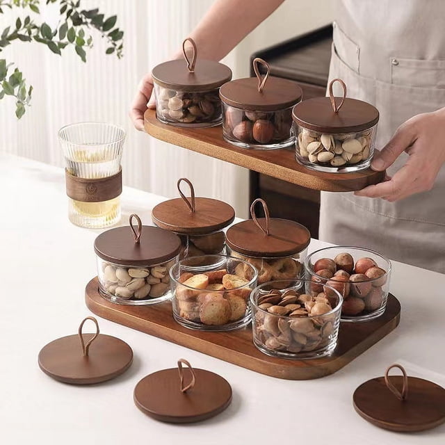 Plato de frutas de vidrio para sala de estar, estilo creativo, plato de frutas secas con tapa, mesa de centro para el hogar, plato de frutas de varias rejillas