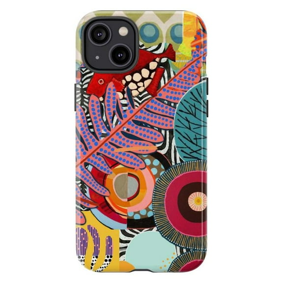 Colorful Abstract Circles Phone Case for iPhone 17 16 15 14 13 12 11 Pro Max Mini Plus, Funky Artistic Red Blue Botanical Cover