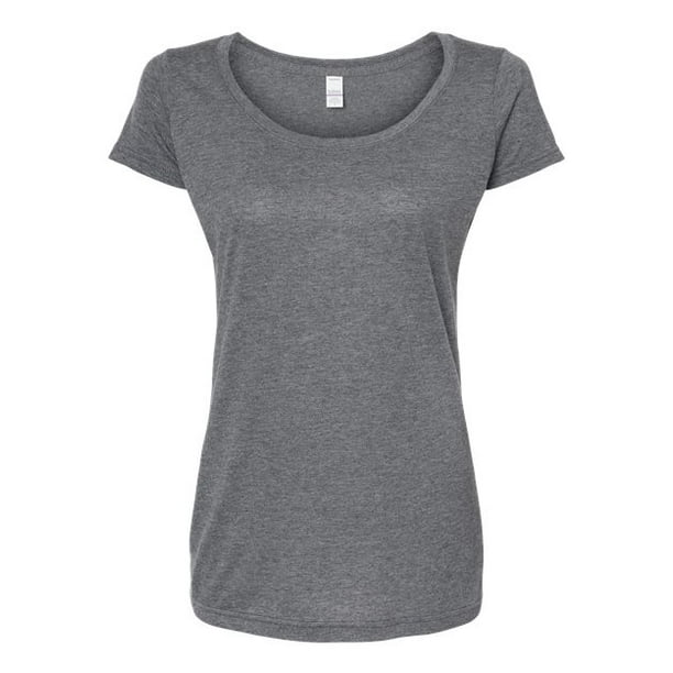 Tultex - Women's Poly-Rich Scoop Neck T-Shirt - 243 - Heather Charcoal ...