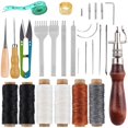 thumbnail image 1 of 1 Set Professional Leather Craft Tools Kit with Wax Thread Needle Hand Sewing Repair Stitching Punch Carving Work Groover DIY Accessories, 1 of 7