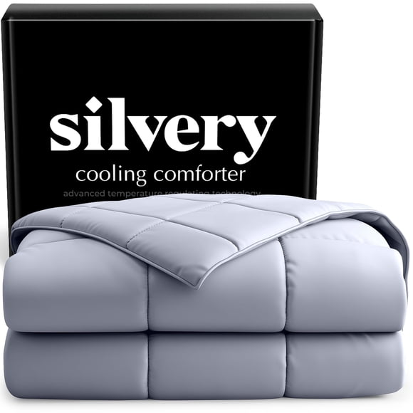 Edredón Silvery de enfriamiento plateado con infusión de plata, Full/Queen
