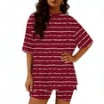 thumbnail image 5 of Mifsaly 2 Piece Short Sets for Women Striped Summer Matching Lounge Set Oversized T-Shirt and Shorts Loose Comfortable Everyday Loungewear XXL, 5 of 6