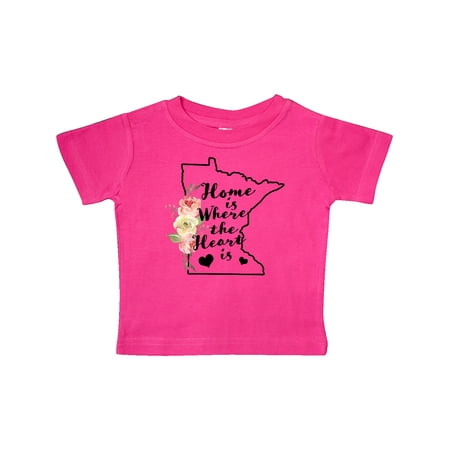

Inktastic Minnesota Home is Where the Heart is with Watercolor Floral Gift Baby Boy or Baby Girl T-Shirt