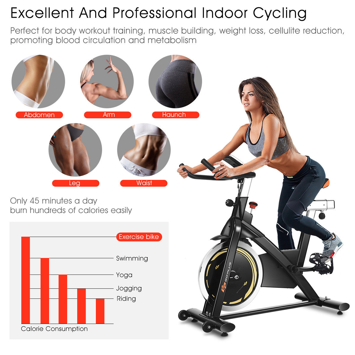 Goplus Exercise Bike Cycle Trainer Indoor Workout Cardio Fitness Bicycle Stationary - image 9 of 10