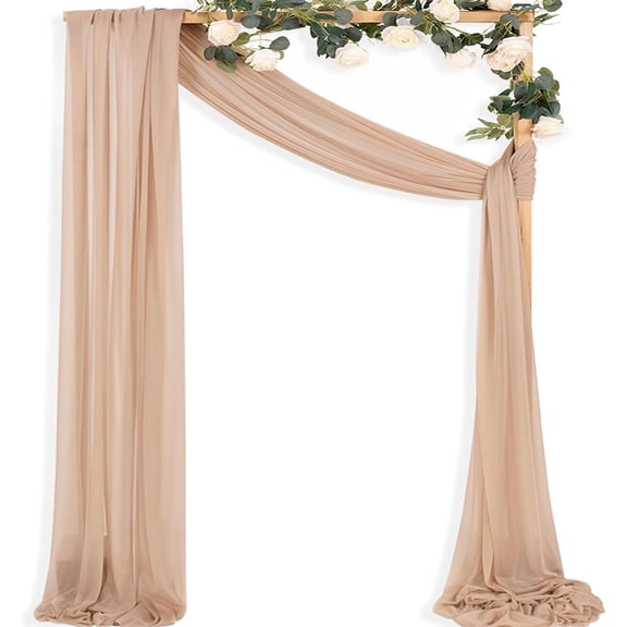 Nude Wedding Arch Draping Fabric 1 Panel 29" x 20 FT Extra Long Gauze Drapes Sheer Backdrop Curtains 6.6 Yards Outdoor Drapery Panels for Wedding Anniversary Ceiling Decoration