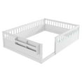 thumbnail image 4 of Full Size Toddler Floor Bed Frame, Montessori Floor Bed with Guardrails, Pine Wood Bed Frame for Kids, No Slats Included, White, 4 of 11