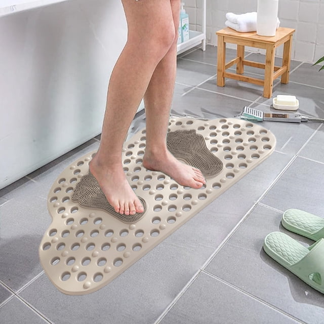 Fiudx Alfombrilla de Baño Antideslizante con Ventosa Resistente, Cómodo Masaje de Pies, Uso En Seco y Húmedo, Multiusos, Ducha Doméstica, 50 X 80 Cm.