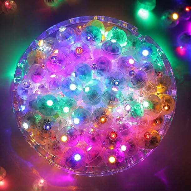 YZhouD100PCs Mini luces LED, globos LED que se iluminan para decoraciones de fiesta, luces de fiesta de neón para linternas de papel, huevos de Pascua, fiesta de cumpleaños, boda, Halloween,