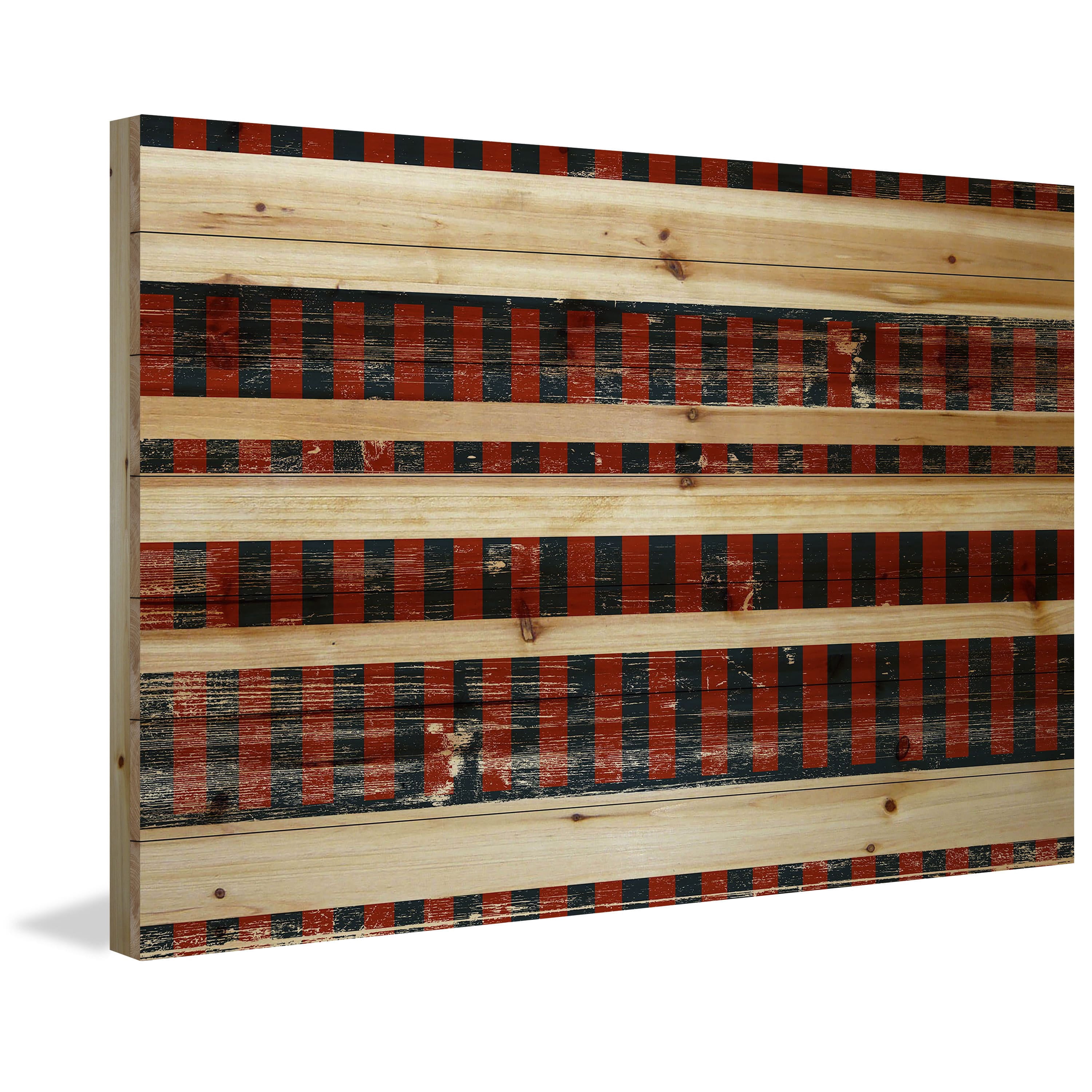 Marmont Hill - "Deep Red Stripes" Painting Print on Natural Pine Wood