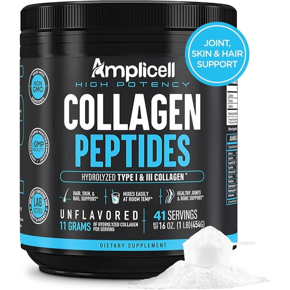 Multi Collagen Peptides Powder – Hydrolyzed Type I & III Grass-Fed Bovine Collagen – Unflavored Protein for Hair Skin Nails, Joints & Mobility – Keto Paleo – 41 Servings