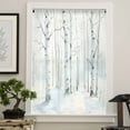 thumbnail image 4 of Christmas Tree Semi Sheer Curtains Drapes for Living Room, Bedroom, French Doors Window 45 Inches Long, White Xmas Snowflake Watercolor Rod Pocket Chiffon Curtain Drapery Voile Draperies Panel, 4 of 6