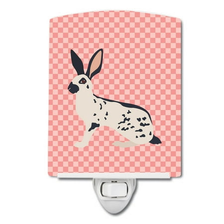 

Caroline s Treasures BB7961CNL English Spot Rabbit Pink Check Ceramic Night Light 6x4x3 multicolor