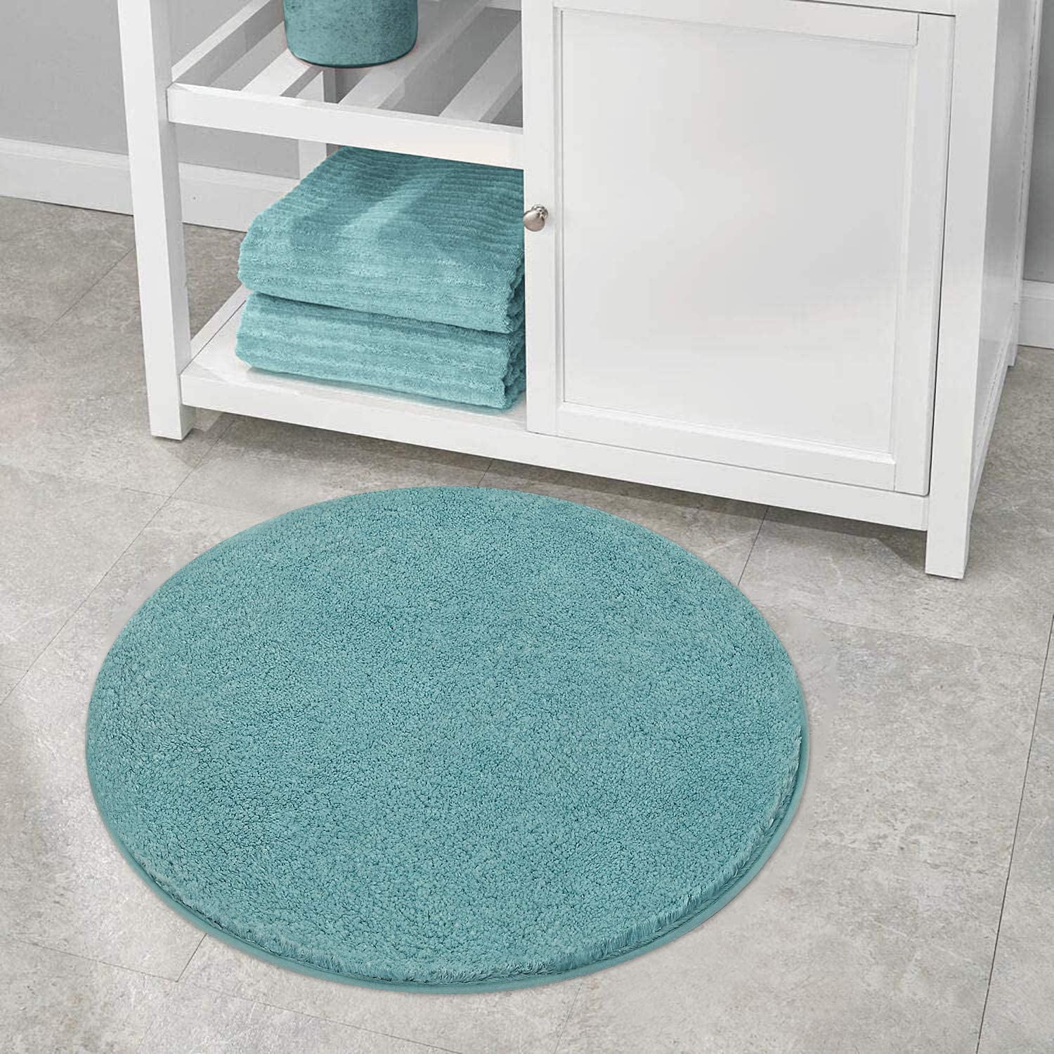 CPDD Bathroom Rugs Round Bath Mat for Bathroom Non Slip Ultra Soft Absorbant Bath Mats Microfiber Fluffy Thick Round Bathroom Rug Machine Washable
